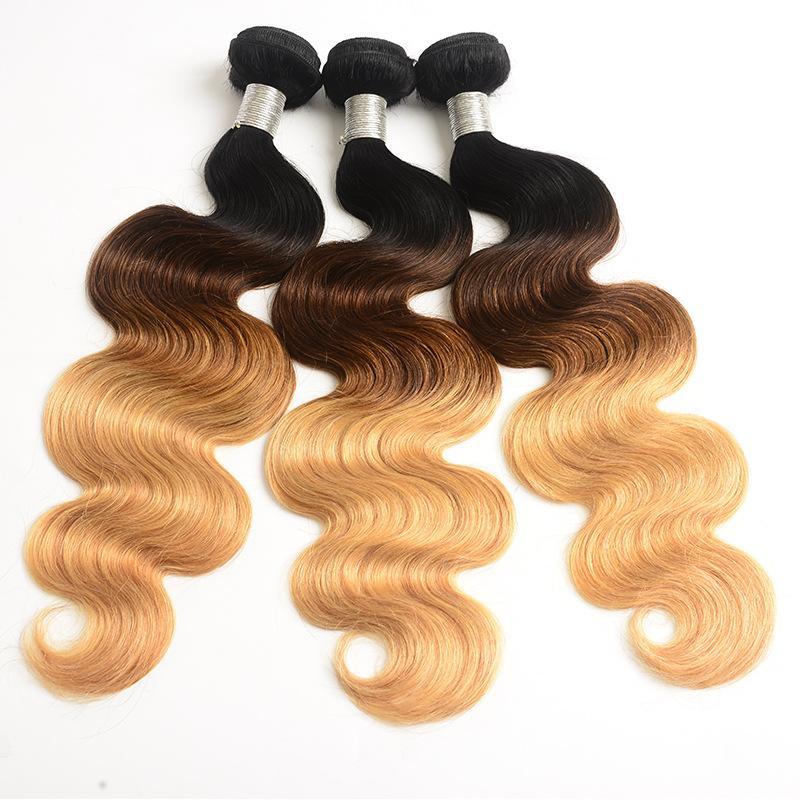 Sulmy 3 Bundles 1b #4 #27 Three Tone Colored body wave Ombre Brazilian Human Hair Weave | SULMY.