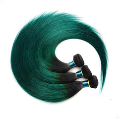 Ombre Green Hair Bundles Straight Human Hair | SULMY.