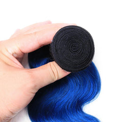 Royal Blue Hair Weave 1 Bundles Dark Roots Electric Blue Human Hair Body Wave | SULMY.