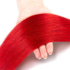 Red Bundles With Frontal Straight Bright Red Human Hair Dark Roots | SULMY.