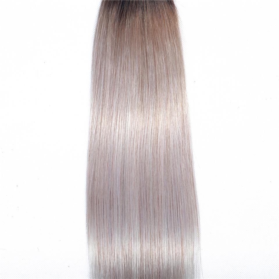 Grey Ombre Weave Bundles Straight Human Hair Dark Roots | SULMY.