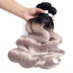 Silver Grey Hair Weave 3 Bundles Deals Wavy Human Hair Dark Roots | SULMY.