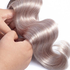 Silver Grey Hair Weave 1 Bundle Dark Roots | SULMY.