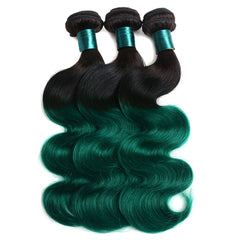Dark Green Bundles With Closure Green Body Wave Human Hair Dark Roots | SULMY.