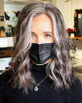 Salt and Pepper Lob Haircut Wigs 100% Real Human Hair for Caucasian Women