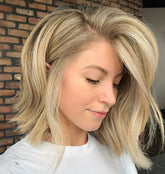 Beige Blond Wigs 100% Real Human Hair for Caucasian | Free Shipping