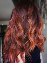 Burgundy Wigs with Burnt Orange Highlights 100% Real Human Hair for Caucasian Women