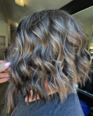 Dimensional Salt and Pepper Highlights Wigs 100% Real Human Hair for Caucasian Women