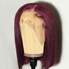 Burgundy Bob Lace Front Wig Colored Short Human Hair Wigs- SULMY | SULMY.