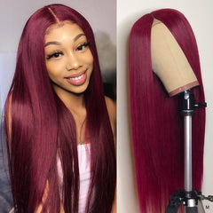 Burgundy Wigs Human Hair Wine Red Straight Lace Front Wigs SULMY | SULMY.