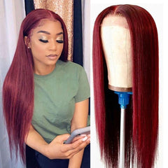 Burgundy Wigs Human Hair Wine Red Straight Lace Front Wigs SULMY | SULMY.