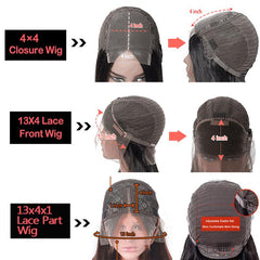 Black Wig With Red Streak Highlights Transparent Lace Front Wigs Human Hair | SULMY.