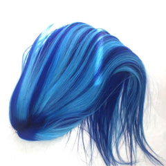Blue Human Hair Wig with Light Blue Streak Transparent Lace Front Wigs | SULMY.