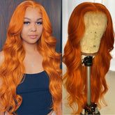 SULMY Copper Red Lace Front Wig Human Hair Long Wavy Ginger Orange Wigs | SULMY.