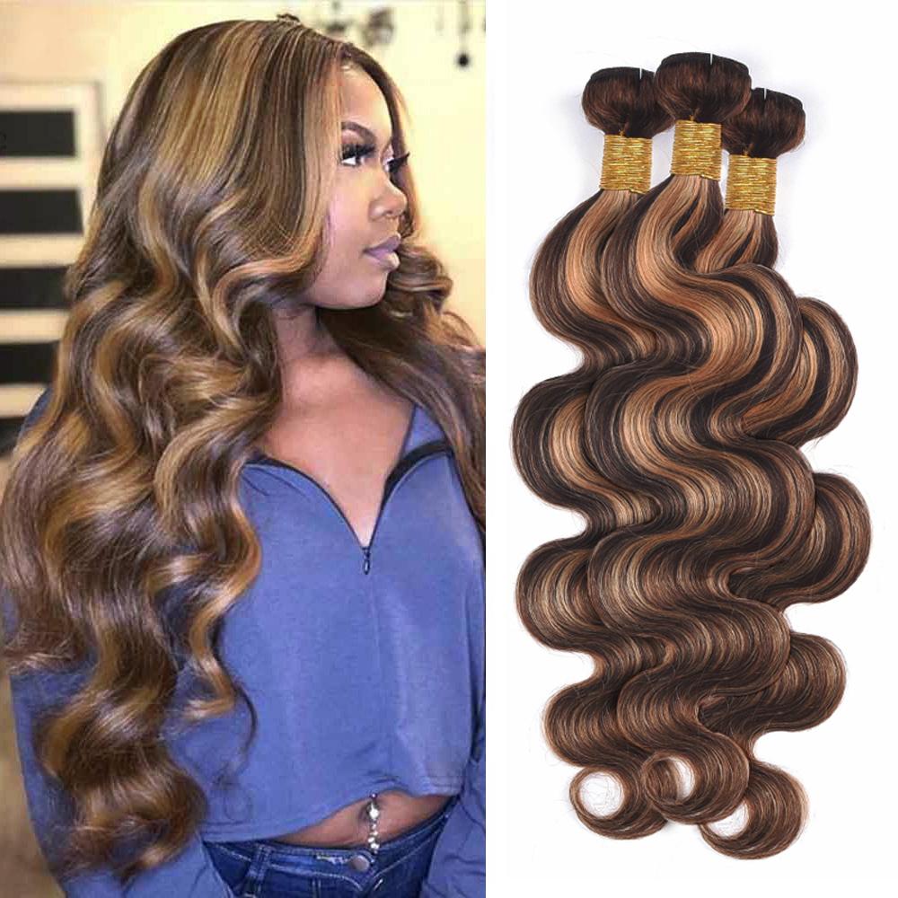 Highlighted Hair Weave Bundles With Brown Blonde Highlights Body Wave | SULMY.