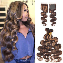 Honey Blonde Highlight Bundles With Closure Body Wave | SULMY.