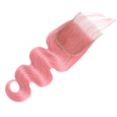 Pink Bundles With Closure Wavy Light Pink Hair Weave With Closure