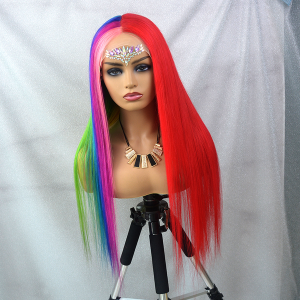 Human hair rainbow sales wig