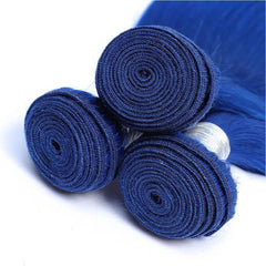 Remy Blue Human Hair Bundles Straight Royal Blue Hair Weave