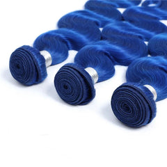 Remy Blue Human Hair Bundles Wavy Royal Blue Hair Weave