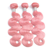 Remy Pink Human Hair Bundles Wavy Light Pink Hair Weave