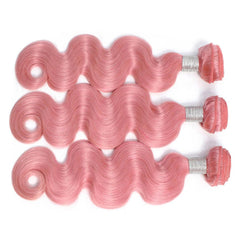 Remy Pink Human Hair Bundles Wavy Light Pink Hair Weave