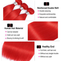 Remy Red Human Hair Bundles Straight Bright Red Hair Weave