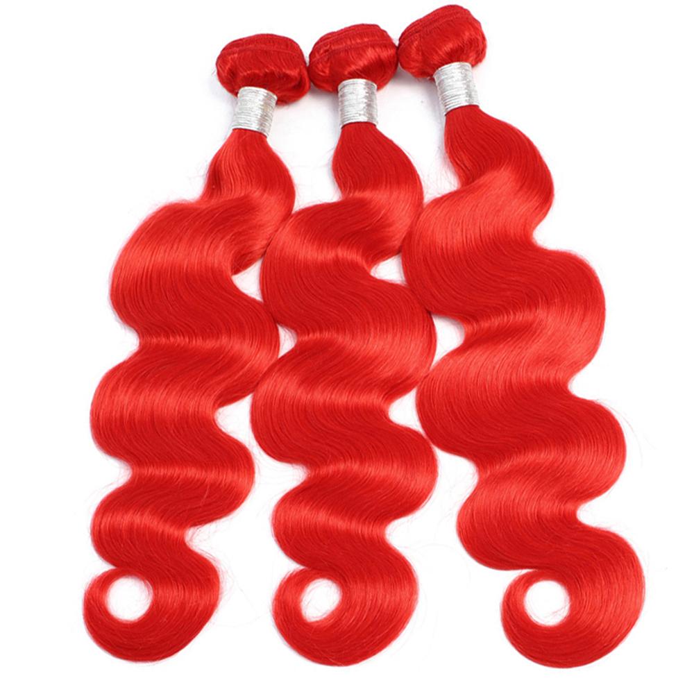 Remy Red Human Hair Bundles Wavy Bright Red Hair Weave