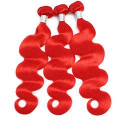 Remy Red Human Hair Bundles Wavy Bright Red Hair Weave