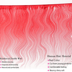 Remy Red Human Hair Bundles Wavy Bright Red Hair Weave