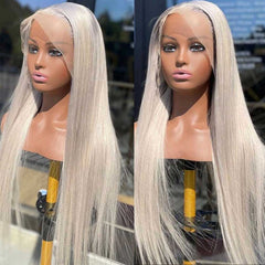 SULMY Ash Blonde Straight Human Hair Wigs
