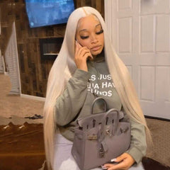 SULMY Ash Blonde Straight Human Hair Wigs