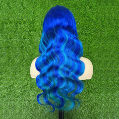 SULMY Blue Wigs With Highlights 100% Human Hair