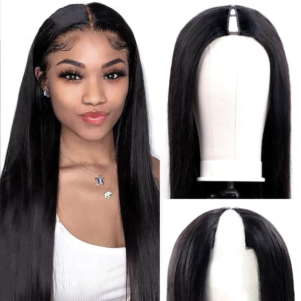 V Part Wig 100% Real Human Hair Straight