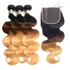 Sulmy 3 Bundles With Closure 1b #4 #27 Ombre body wave Brazilian Hair Weave | SULMY.