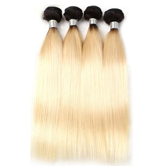 Ombre 613 Bundles With Frontal Straight Blonde Human Hair Dark Roots | SULMY.
