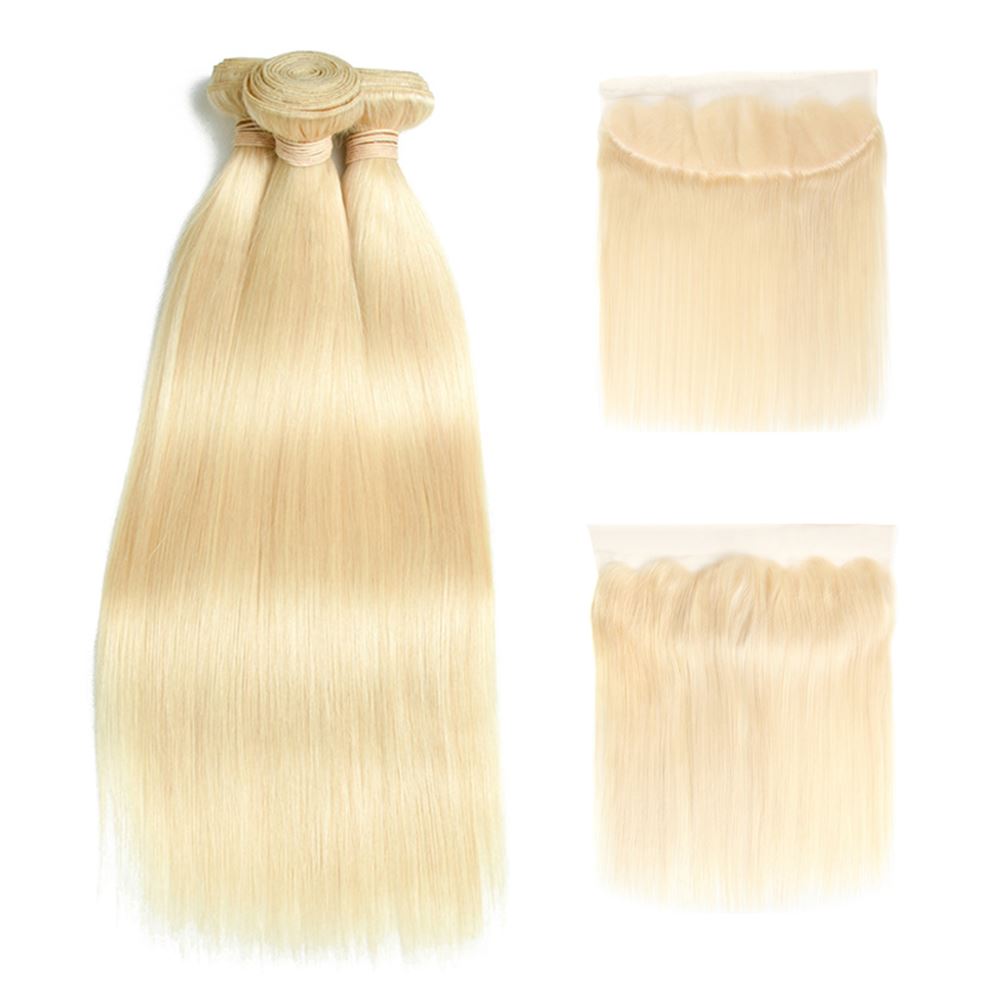 613 Bundles With Frontal Straight Honey Blonde Hair Weave With Lace Frontal | SULMY.