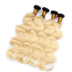 Ombre Blonde Hair Weave 1 Bundles Human Hair Dark Roots Body Wave | SULMY.