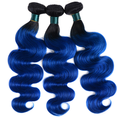 Blue Hair Weave Remy Human Hair Royal Blue Bundles Dark Roots | SULMY.