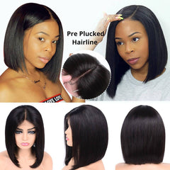 SULMY Lace Front Bob Wigs Human Hair Short Frontal Wigs -Silky Straight | SULMY.