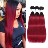 Ombre Burgundy Bundles Straight Hair Weave Dark Roots | SULMY.