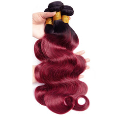 Burgundy Hair Bundles Dark Roots Body Wave Human Hair Weave | SULMY.