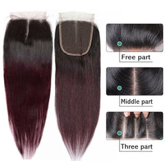 Ombre 99j Hair Bundles With Closure Dark Roots 99j Hair Weave | SULMY.