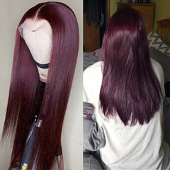 99J Wig Human Hair Long Maroon Lace Front Wigs SULMY | SULMY.
