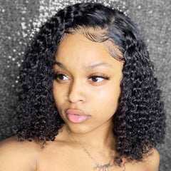 SULMY Closure Bob Wigs Human Hair Free Part Lace Wigs -Jerry Curls | SULMY.