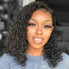 SULMY Closure Bob Wigs Human Hair Free Part Lace Wigs -Water Wave | SULMY.