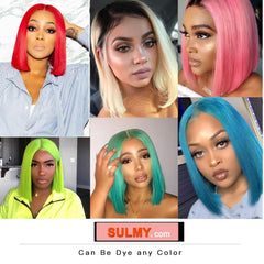 Colored Bob Wigs Human Hair Lace Wigs 180% Denstity Pre-plucked SULMY | SULMY.