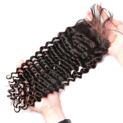 Bundles with Closure Deep Wave Brazilian Virgin Human Hair Weave Bundles 3+1 | SULMY.