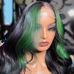 Skunk Stripe Lace Front Wig 100% Real Human Hair Wigs