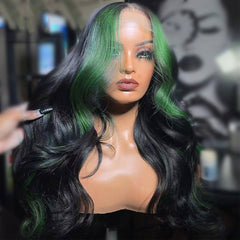 Skunk Stripe Lace Front Wig 100% Real Human Hair Wigs